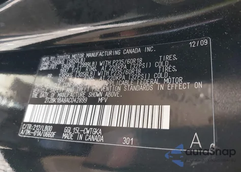 2010 Lexus Rx 350 from USA, damaged, VIN 2T2BK1BA8AC042899